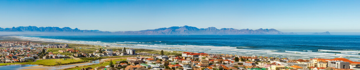Panoramic Elevated view of Muizenberg beach in False Bay Cape Town South Africa