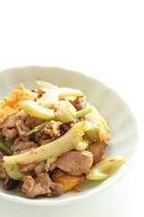 Chinese food, celery and pork stir fried for homemade comfort food image