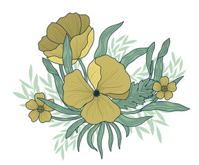 A simple illustration of yellow flowers.
