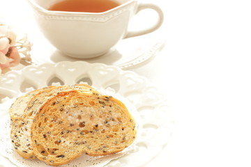 Homemade sesame rusk, baked sesame french bread