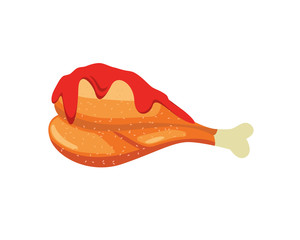 Fried Chicken Leg and Thigh Served with Spicy Sauce On it 