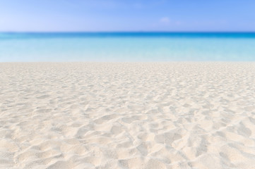 Sand on the beach and blue sky as background - 282803467