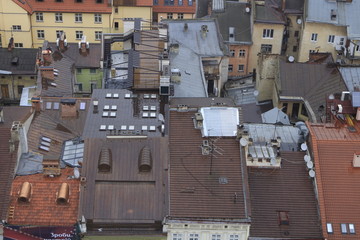 aerial view of the roofs