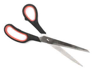 Scissors isolated on white background, top view