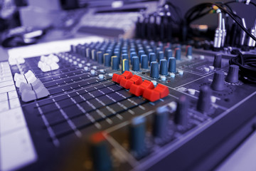 close ups on studio mixers used for media and events directing and recording studios
