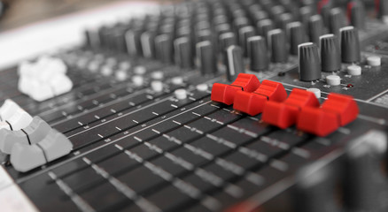 Fototapeta premium close ups on studio mixers used for media and events directing and recording studios