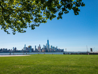Green park with view to Manhattan, New York