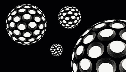 optical illusion dotted spheres silver black