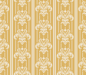 Gold background with seamless pattern: wallpaper in vintage style, vector image