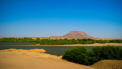 Panoramic landscape with the Nile river near Sai island , Kerma, Sudan - 282807430