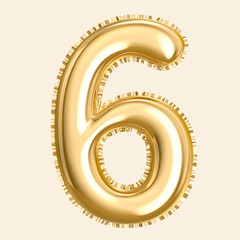 Golden color balloon number 6