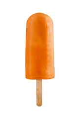 orange ice lolly, isolated on white background