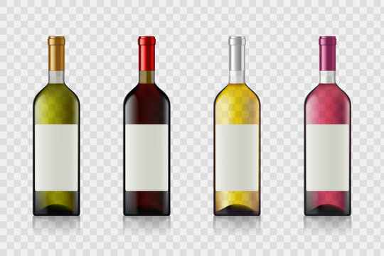 Set of wine bottles with blank labels