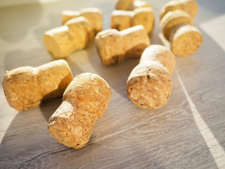 a lot of champagne corks as the background or substrate, for wine