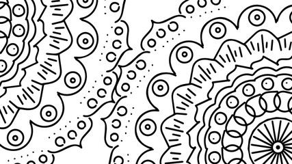 Black and White Mandala Pattern Decorative Ornament in Ethnic Oriental Style Unusual Flower Shape for Web Design Print Tattoo Coloring Book