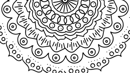 Black and White Mandala Pattern Decorative Ornament in Ethnic Oriental Style Unusual Flower Shape for Web Design Print Tattoo Coloring Book