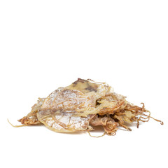 Dried squids isolated on white background