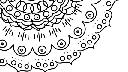 Black and White Mandala Pattern Decorative Ornament in Ethnic Oriental Style Unusual Flower Shape for Web Design Print Tattoo Coloring Book