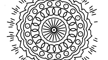 Black and White Mandala Pattern Decorative Ornament in Ethnic Oriental Style Unusual Flower Shape for Web Design Print Tattoo Coloring Book