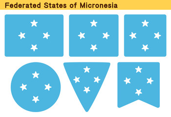 「ミクロネシア連邦の国旗」6個の形のアイコンデザイン