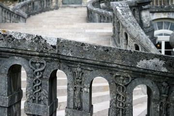 Fototapeta premium grey stone ornate balustrade in Fontainebleau chateau