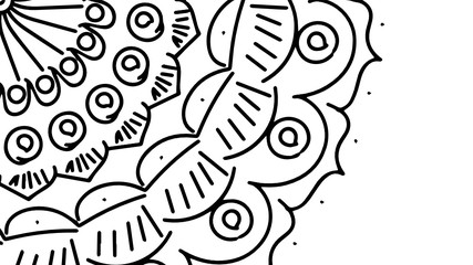 Black and White Mandala Pattern Decorative Ornament in Ethnic Oriental Style Unusual Flower Shape for Web Design Print Tattoo Coloring Book