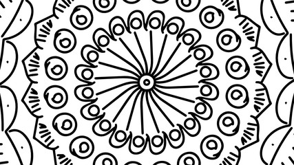 Black and White Mandala Pattern Decorative Ornament in Ethnic Oriental Style Unusual Flower Shape for Web Design Print Tattoo Coloring Book