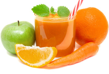 Refreshing smoothie made from orange and apple carrots for a detox healthy diet