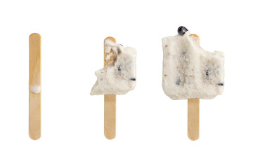 set of bitten black beans popsicle isolated on white background
