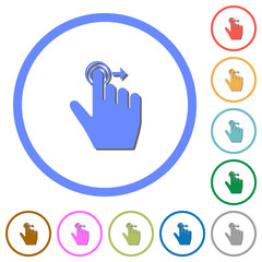 Right handed slide right gesture icons with shadows and outlines