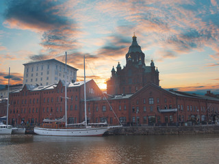 Embankment In Helsinki At Summer Evening, Finland.