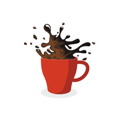 Coffee cup with white background icons vector.