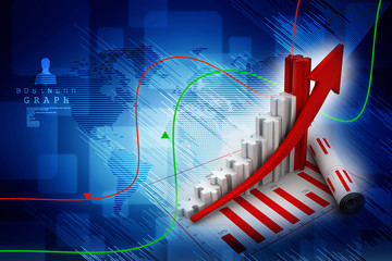 3d rendering Stock market online business concept. business Graph 