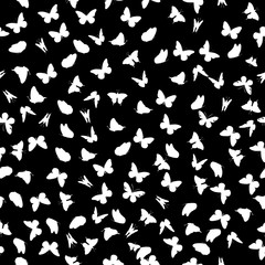Fototapeta premium A lot of flying butterflies. Abstract butterflies seamless pattern. Vector illustration