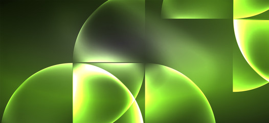Neon glowing techno lines, hi-tech futuristic abstract background. Template with abstract shapes in dark space