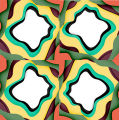 Vector decorative background. Abstract web template with cut out 3d paper abstract waves on light background for decoration design.
