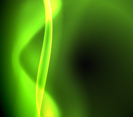 Dark space with shiny neon light motion waves. Abstract concept graphic element. Vector neon background. Technology background