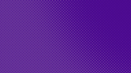 Purple pop art background in retro comic style with halftone dots, vector illustration of backdrop with isolated dots