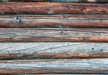 The wall of the old wooden building