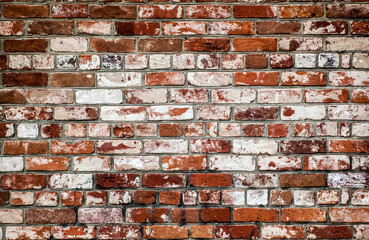 The wall of the old brick building