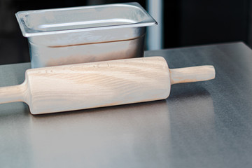 Rolling Pin on Floured Background pizza making