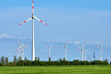 Wind energy in an agricultural area seen in Germany