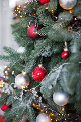 Christmas tree with red decorations