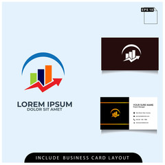 a simple financial logo design concept with a business card layout