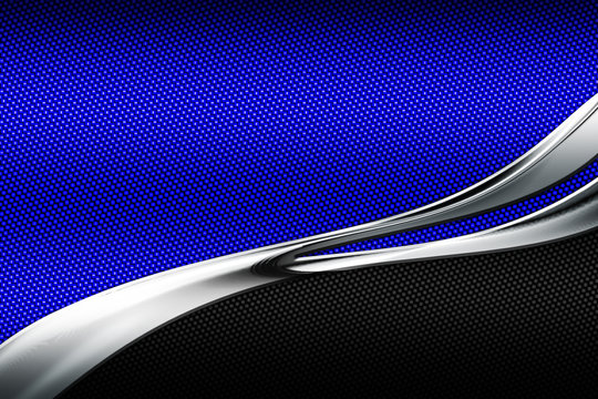 Carbon Fiber And Curve Chromium Frame. Metal Background.