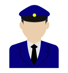 Young male worker avatar flat illustration (upper body) / police man, bus driver