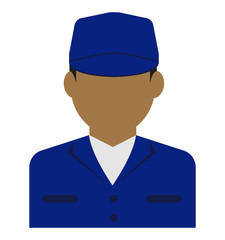 Young male worker avatar flat illustration (upper body) / blue collar worker, factory worker, janitor, service man