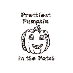 Halloween hand drawn pumpkin with handwritten phrase