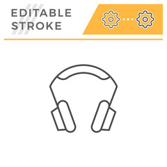 Headphones editable stroke line icon