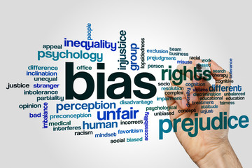Bias word cloud concept on grey background